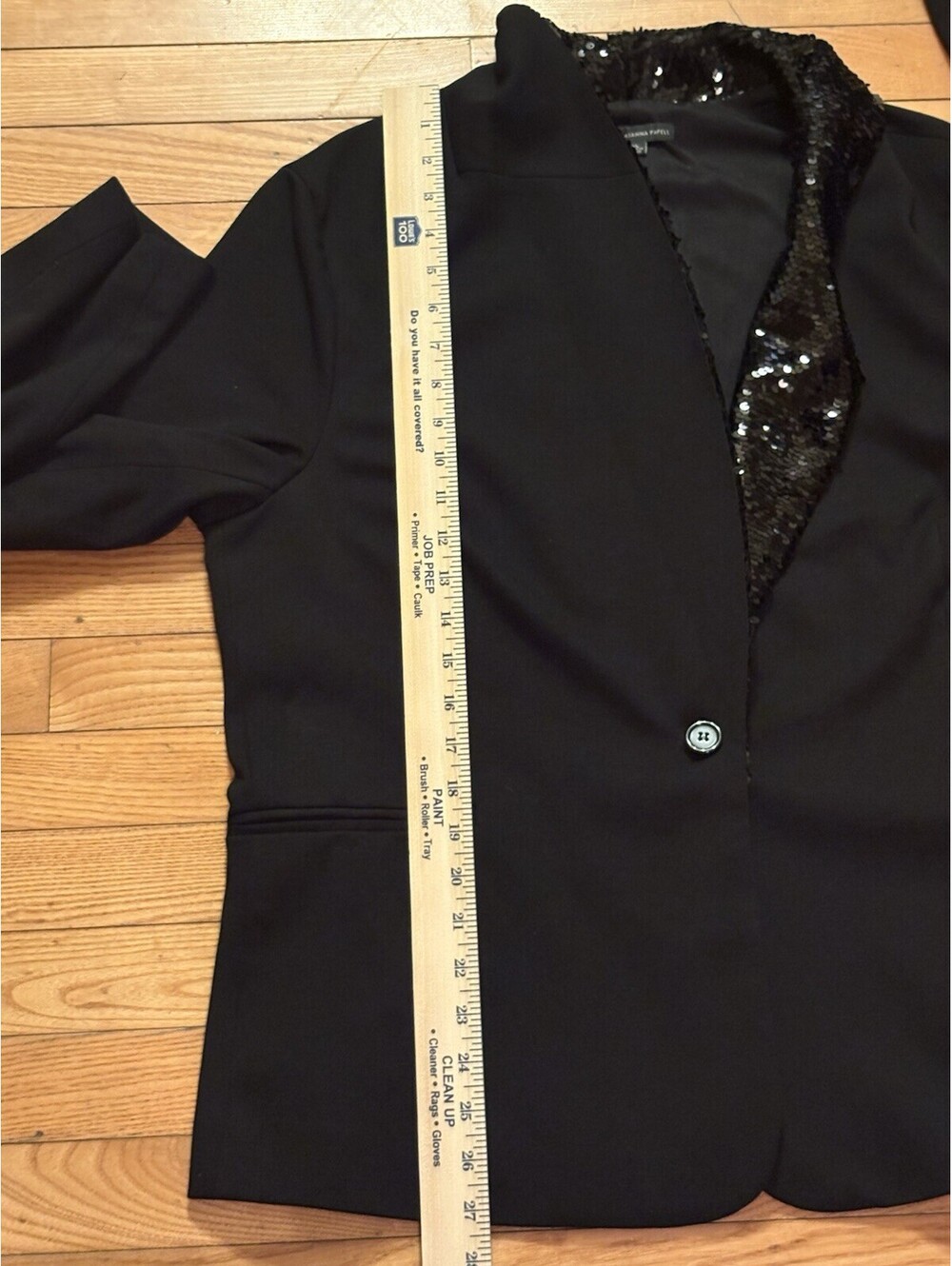 Adrianna Papell Sequin Shawl Collar Ponte Blazer Size XL Black - Picture 8 of 8